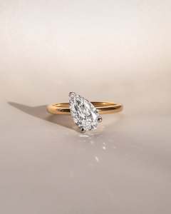 VVS Diam Unique S925 Sterling Silver Pear Cut Moissanite Engagement <b>Ring</b> Minimalist <b>Plain</b> Band Solitaire Bridal Fine Jewelry - Product Image 5