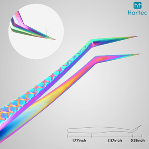 Pointed Grafted Tweezers For Women, High Precision Salons Uses Straight Curved Shape Multi Color Eyelash Extension Tweezers - Product Image 4