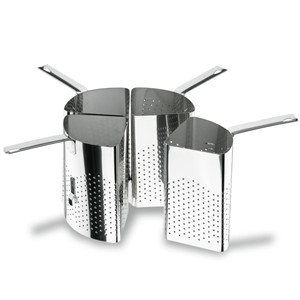 Scolapasta a 4 sezioni in acciaio inox con manico per pasta e verdure - Product Image 2