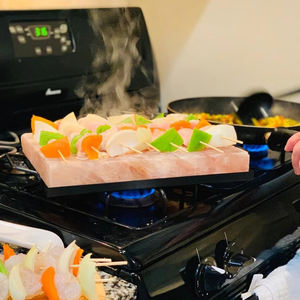 แผ่น/อิฐ/แผ่นรองเกลือหิมาลัยสีชมพูธรรมชาติ  เป็นมิตรกับสิ่งแวดล้อม ทำด้วยมือ ขนาดสั่งทำได้ งานฝีมือ ถาดเหล็กสำหรับบาร์บีคิว ให้สัมผัสที่แท้จริง - Product Image 3