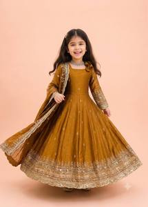 Ensemble de robe Anarkali brodée marron avec dupatta, vêtements ethniques pour femmes pour mariage, fête, Diwali - Product Image 4
