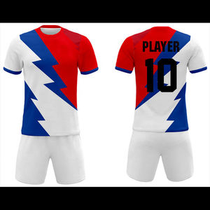 Conjunto de Uniforme de Fútbol Azul para Hombre, Manga Corta, Cuello Redondo, Poliéster que Absorbe la Humedad, Estampado Geométrico, Jugador Número 10 - Product Image 3