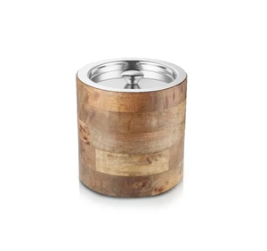 Seau à glace en bois pour vin, refroidisseur à double paroi en acier inoxydable, couvercle en acier inoxydable, refroidisseur à vin sur mesure - Product Image 1