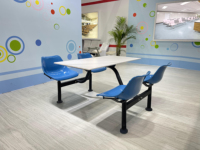 Ensemble de tables et chaises de salle à manger pour restaurant, hôtel, hôpital, 4 places, acier inoxydable, design moderne, usage commercial, cantine scolaire