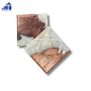 ที่รองแก้วไม้เรซิ่นทรงสี่เหลี่ยมทำมือ ของตกแต่งครัวสไตล์เรียบง่าย - Product Image 1