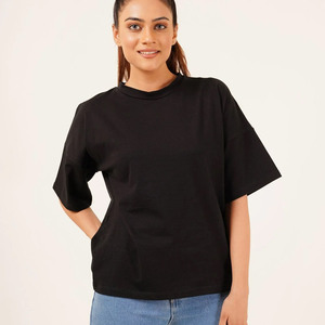 T-shirts en coton épais 100 % pour femmes, coupe oversize, avec logo brodé grec DST, respirants et imprimés, vente en gros - Product Image 3