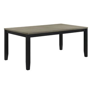 Set da Pranzo Contemporaneo 6 Pezzi: Tavolo Rettangolare Bicolore, Sedie con Schienale a Scala e Base in Legno, Panca, Nero e Grigio - Product Image 2