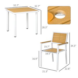 Set da Pranzo da Esterno a 5 Pezzi Resistente alle Intemperie con Materiali HDPE e Telaio in Alluminio per Arredamento da Veranda - Product Image 3