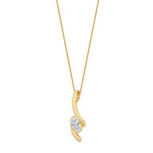 Colgante de Diamantes Ovalados de Lujo de 1.00 CTW con Piedras Cultivadas en Laboratorio y Engaste de Oro Amarillo de 18K, un Regalo Exquisito - Product Image 2