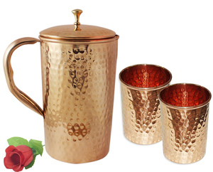 Collection de vaisselle en cuivre haut de gamme : tasses martelées, gobelets, pichets, bouteilles d'eau, magnifiques articles de cuisine et de bar par Falah International - Product Image 5