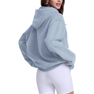 Sky Blue Distressed Hoodie Acid Wash Finish <b>Mens</b> Oversized Streetwear <b>Pullover</b> Heavyweight Cotton Fleece Sweatshirt - Product Image 3