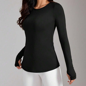 Womens Athletic Compression <b>Tops</b> With Custom Printing Workout Shirts Manufacturer Pakistan OEM Export Worldwide Supply - Product Image 2