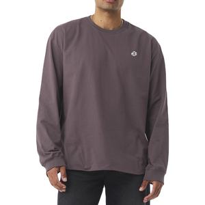 Camiseta de Manga Larga con Cuello Redondo de Algodón de Una Sola Capa con Acabado Lavado Unisex, Color Taupe Oscuro, Talla Grande, Impresión de Logotipo Personalizado de Alta Calidad - Product Image 1