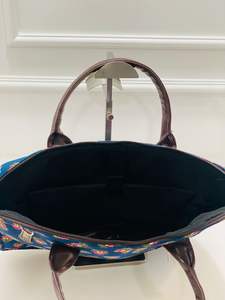 Sac à ordinateur portable pour femme moderne, imprimé jaipuri exclusif, bleu Butti - Product Image 3
