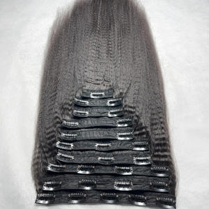 Clip droit crépus brut vietnamien 100% dans les extensions de cheveux double dessiné couleurs naturelles yaki faisceaux de cheveux - Product Image 4