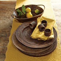 Assiettes de présentation en rotin écologiques Assiette de service rustique faite à la main durable en gros pour les acheteurs commerciaux de restauration