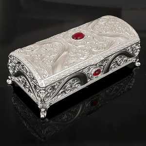 Handcrafted Silver Filigree Metal Jewelry <b>Box</b> Vintage Lattice Cutout Pattern <b>Trinket</b> Storage Organizer Case Wholesale - Product Image 4