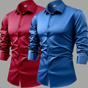 Camisa Blanca de Manga Larga para Hombre, Poliéster/Algodón, Primavera 2026, Estilo Casual y Formal de Alta Gama, 260 Gramos, Tejido de Punto - Product Image 2