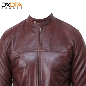 Veste en cuir respirante classique pour l'hiver, unisexe, en cuir de mouton et de vache véritable, fermeture éclair simple, style motard vintage - Product Image 3