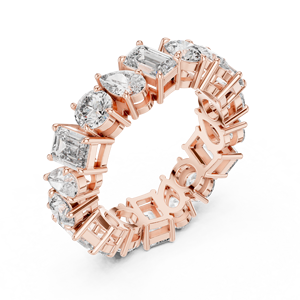 Bague d'éternité en moissanite multi-pierres, alliance de mariage plaquée or avec pierres rondes, ovales et en forme de poire - Product Image 6
