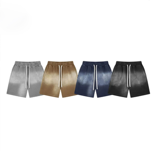 Nouveaux shorts décontractés pour hommes, sur mesure, en toile unie, pas chers, en molleton polyester/coton, entrejambe de 5 pouces, effet délavé à l'acide - Product Image 5
