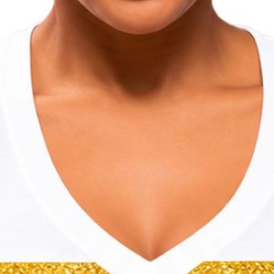 Camiseta de Cuello en V para Mujer, Manga Corta, Algodón Suave, Diseño Gráfico, Informal, Cómoda, a la Moda, Personalizada, al por Mayor, para Verano - Product Image 3