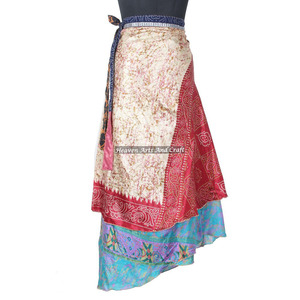 New Indian Latest Double Layer Silk Long Wear Skirt Magic 38" <b>Sarong</b> Pareo Custom Latest Design Women Fashion Wear for Women - Product Image 3
