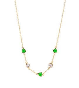 Collier en pierre précieuse de quartz vert de forme trilobée fait à la main, plaqué or 18 carats sur argent sterling 925 - Product Image 1