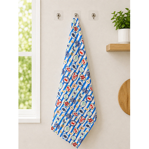Essuie-tout de cuisine imprimé bleu et blanc à motifs côtiers |   Essuie-mains à motif nautique |   Serviette de cuisine en coton et lin - Product Image 1