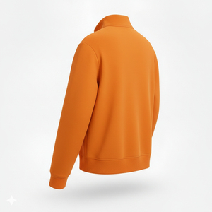 <b>Men's</b> Winter Fleece Half Zip <b>Pullover</b> Eco-Friendly Knitted Sweatshirt with Stand Collar Pocket Plain Dyed Half Zip Sweatshirt - Product Image 5