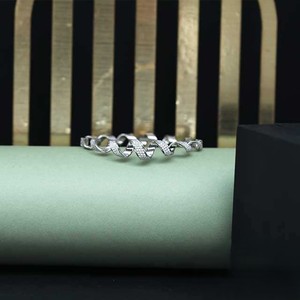 Rhodium-plated 925 <b>silver</b> <b>cuff</b> Geometric minimalist unisex <b>bracelet</b> Fine chain & link - Product Image 3