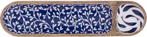 Wood Serving <b>Tray</b> Wooden Serving Dish Blue Floral Pattern <b>Snack</b> Plate Catering Platter for Home Restaurant - Product Image 3
