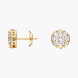 Boucles d'oreilles classiques en or jaune avec diamants en grappe - Product Image 5