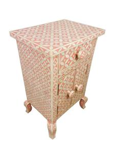 Mesa de Cajones con Incrustaciones de Hueso de ILAHI, Diseño Moderno con Detalles de Ágata, Almacenamiento de Tres Niveles, Mueble Portátil para el Hogar - Product Image 2