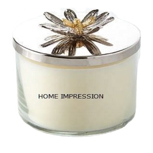 Bocaux de bougie vintage avec couvercle en métal, pot de bougie de luxe parfumé, cire de parfum - Product Image 1