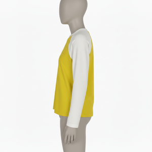 T-shirt unisexe 100% coton à manches longues 200 g/m², col rond, coupe ample, couleur contrastée, printemps-automne, couleur unie, t-shirt homme - Product Image 3