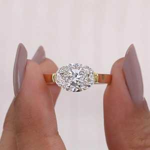 Anillo de Lujo U And Me con Diamante Cultivado en Laboratorio de Corte Ovalado de 2.01CT en Oro Sólido de 18K, Joyería Fina para Regalo en Ocasiones Festivas - Product Image 1