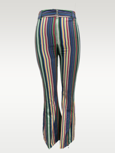 High Waist <b>Striped</b> Flare Pants With Zipper Fly Casual Full Length <b>Women's</b> <b>Trousers</b> - Product Image 1