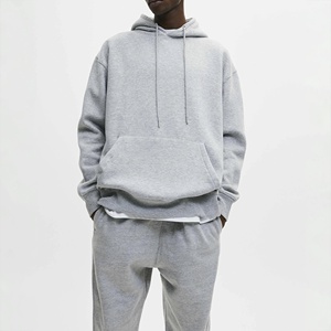 High Quality Winter Solid Color Eco-Friendly Quick Dry Casual 100% Cotton Two Piece Sets Full Zip <b>Hoodie</b> Jogging Suit Custom - Product Image 1