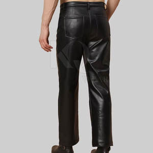 Pantalon décontracté en cuir véritable, taille mi-haute, léger, coupe ajustée, avec fermeture boutonnée, idéal pour l'équitation en extérieur et la vente en gros - Product Image 4