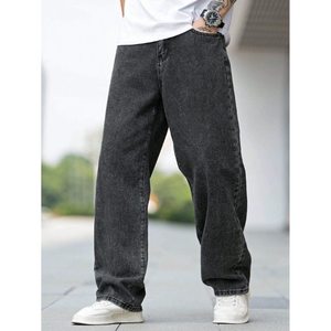 Jean en denim ample et large pour homme, style rétro tendance, couleur anthracite, écologique, respirant, 100 % coton, taille 28-42, style vintage - Product Image 4