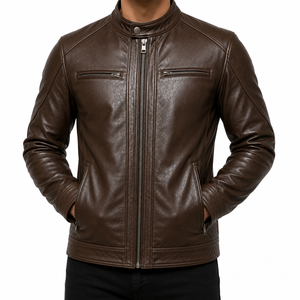 Men's Retro Leather <b>Jacket</b> Slim Fit <b>Vintage</b> Motorcycle Fashion Stylish Outerwear Zipper Casual High Street Winter Classic <b>Biker</b> - Product Image 5