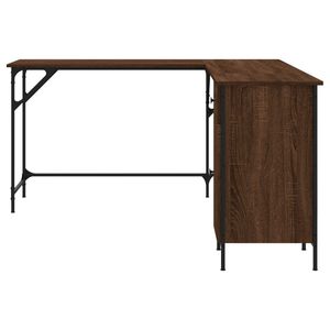 Escritorio de Computadora de Madera de Roble Marrón con Patas Metálicas Ajustables Grandes y Diseño Confortable - Product Image 5