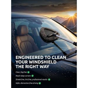 Herramienta de Limpieza de Ventanas de Coche con Mango Extensible de Largo Alcance y 3 Paños de Microfibra Reutilizables, Limpiador de Parabrisas - Product Image 2
