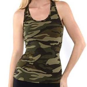 Camiseta sin mangas de punto con estampado de camuflaje para mujer, cuello redondo, estilo informal transpirable - Product Image 6