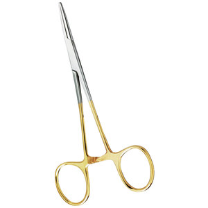 Holding Clamp, Straight 110 mm with Slightly Toothed Stainless Steel Jaws and Gold-Coloured Handle Dental Instrument for Secure - Product Image 4
