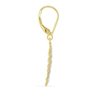 Pendientes Colgantes de Oro Amarillo de 14K con Diamantes Cultivados en Laboratorio, Diseño de Hoja, Joyería al por Mayor, Proveedor Mayorista de Pendientes Finos - Product Image 2