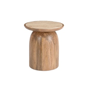 Table basse moderne en bois, plateau rond, design mi-siècle, meuble de salon, accent pour coin lecture ou détente - Product Image 6