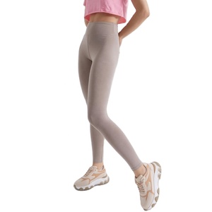 Leggings pour femmes à taille haute sans couture, longueur intégrale, couleur unie, pantalon de yoga sportif, matière respirante extensible tricotée - Product Image 1