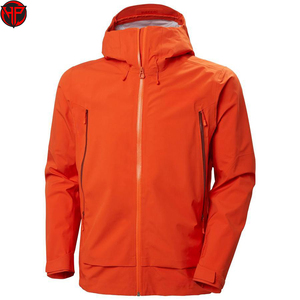 2027 Men's Orange Waterproof Windproof Ripstop <b>Jacket</b> 75D Polyester Hooded Outdoor Coat Oem High Quality - Product Image 2